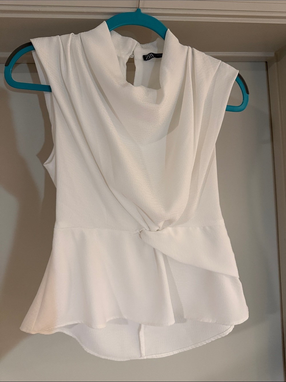 Zara White Draped Peplum Camisole